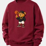 Basketball Bear Print Relax Fit Sweatshirt