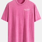 USA Old Row Beer Print Washed Distressed Drop Shoulder T-Shirt