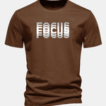 Regular Fit Focus Slogan Print Cotton T-Shirt
