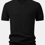 Textured Knitted V Neck T-Shirt