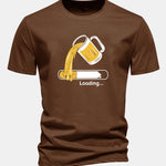 Regular Fit Beer Loading Print Cotton T-Shirt