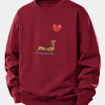 Heart-shaped Balloon Dachshund Print Relax Fit Sweatshirt