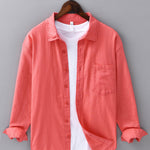 Long Sleeve Linen Cotton Shirt With Pocket & Straight Leg Linen Pants