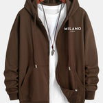 Milano Italy Print Relax Fit Zip Hoodie