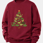 Dinosaur Christmas Tree Print Relax Fit Sweatshirt