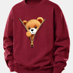 Zipper Bear Print Relax Fit Sweatshirt