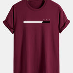 Regular Fit Paris Stripe Print Cotton T-Shirt