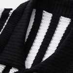 Drop Shoulder Stripe Crochet Shirt & Straight Leg Linen Pants
