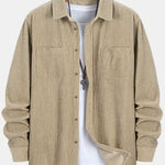 Long Sleeve Corduroy Pocket Button Up Shirt