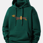 Dachshund With Swimming Ring Print Relax Fit Hoodie