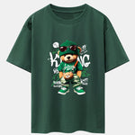 Graffiti Bear Print Drop Shoulder Oversize T-Shirt