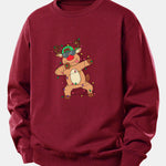 Christmas Lights Reindeer Print Relax Fit Sweatshirt