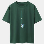 Astronaut On A Rope Print Drop Shoulder Oversize T-Shirt