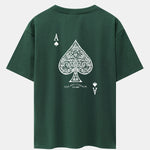 Ace Of Spades Print Drop Shoulder Oversize T-Shirt