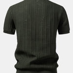 Textured Jacquard Johnny Collar Knit Polo