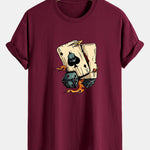 Regular Fit Dice Playing Cards Print Cotton T-Shirt