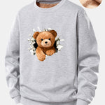 Teddy Bear Print Teddy Fleece Lined Sweatshirt