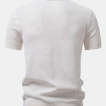 Textured Johnny Collar Crocheted Knit Polo