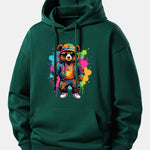 Splash Colorful Bear Print Relax Fit Hoodie