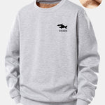 Shark Print Teddy Fleece Lined Sweatshirt