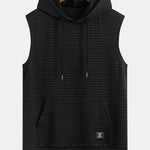 Waffle Sleeveless Hooded T-Shirt With Kangaroo Pocket & Shorts