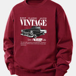 Vintage Car Print Relax Fit Sweatshirt