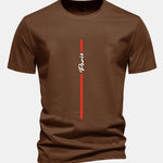 Regular Fit Stripe Paris Print Cotton T-Shirt