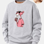 Pink Panther Print Teddy Fleece Lined Sweatshirt