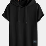 Ribbed Hooded  Arc Hem T-Shirt & Straight Leg Ribbed Pants