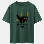 Electric Black Cat Print Drop Shoulder Oversize T-Shirt