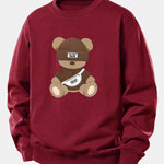 Stripe Bear Print Relax Fit Sweatshirt