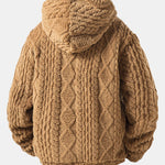 Geometric Jacquard Teddy Half-Zip Hoodie