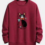 Atomic Black Cat Print Relax Fit Sweatshirt