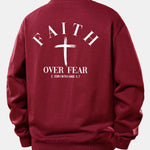 Faith Over Fear Cross Print Relax Fit Sweatshirt
