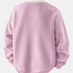 Relax Fit Stripe Waffle Crew Neck Sweatshirt
