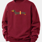 Dachshund With Swimming Ring Print Relax Fit Sweatshirt