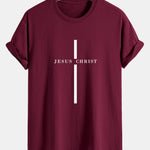 Regular Fit Jesus Christ Stripe Print Cotton T-Shirt