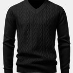 Heavyweight Geometric Jacquard V Neck Sweater