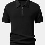 Eyelet Zip Up Knit Polo Shirt