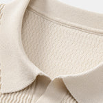 Wave Jacquard Knit V Neck Polo Shirt & Cotton Chino Shorts