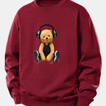 Headphone Bear Print Relax Fit Sweatshirt