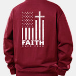 Freedom American Flag Print Relax Fit Sweatshirt