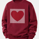 Striped Heart Print Relax Fit Sweatshirt