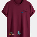 Regular Fit Dinosaurs Avoid Meteorites Print Cotton T-Shirt
