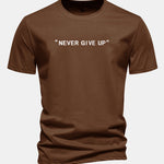 Regular Fit Never Give Up Print Cotton T-Shirt