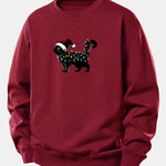 Christmas Colorful Light Black Cat Print Relax Fit Sweatshirt