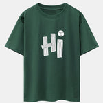 Hi Slogan Lines Print Drop Shoulder Oversize T-Shirt