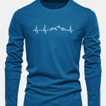 Long Sleeve Heartbeat Print Cotton T-Shirt