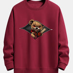 Halloween Zipper Evil Bear Print Relax Fit Sweatshirt