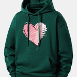 Doodle Heart Print Relax Fit Hoodie